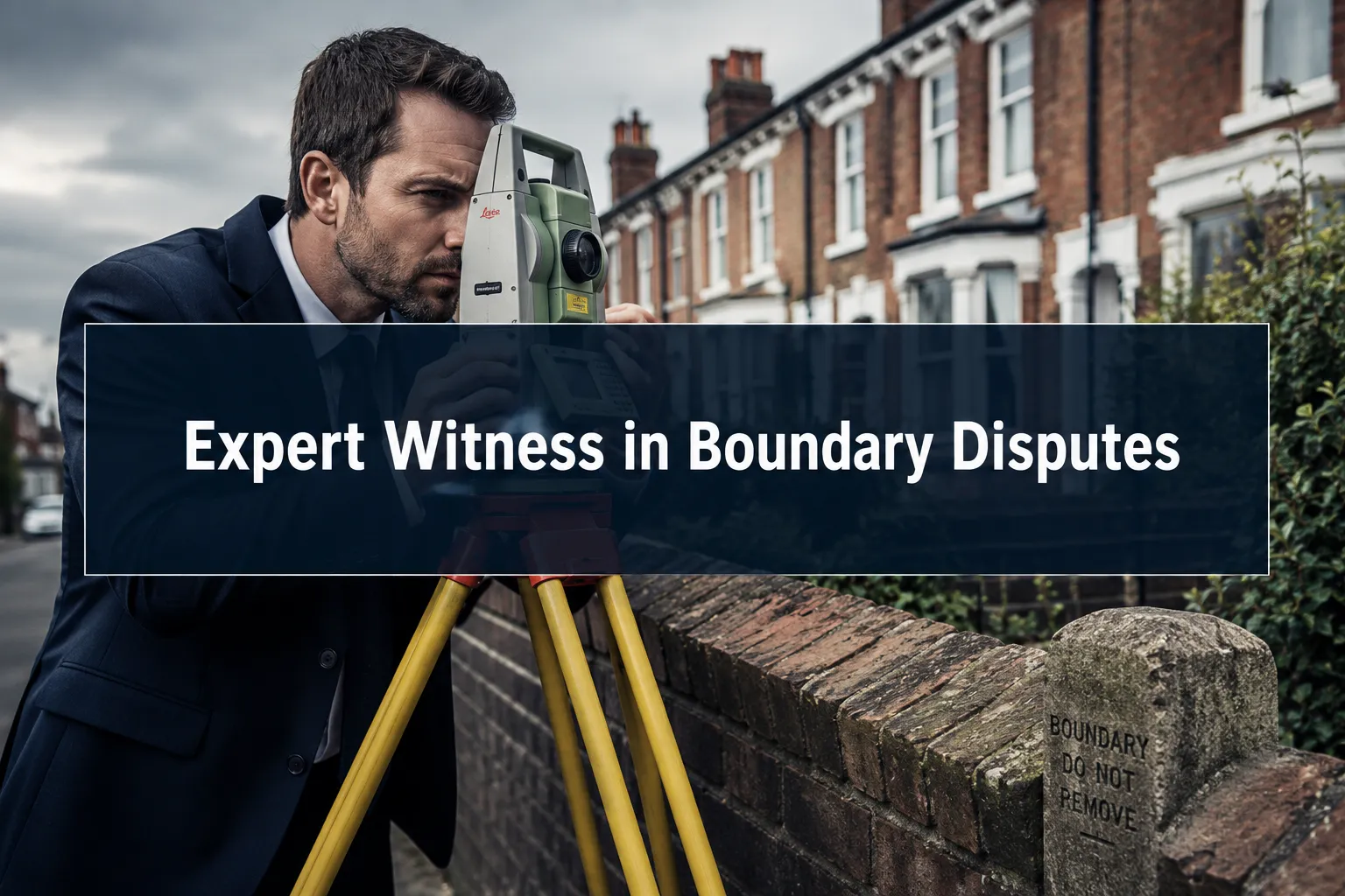 Professional () hero image with (≤42 chars): 'Expert Witness in Boundary Disputes' in crisp white on a deep navy