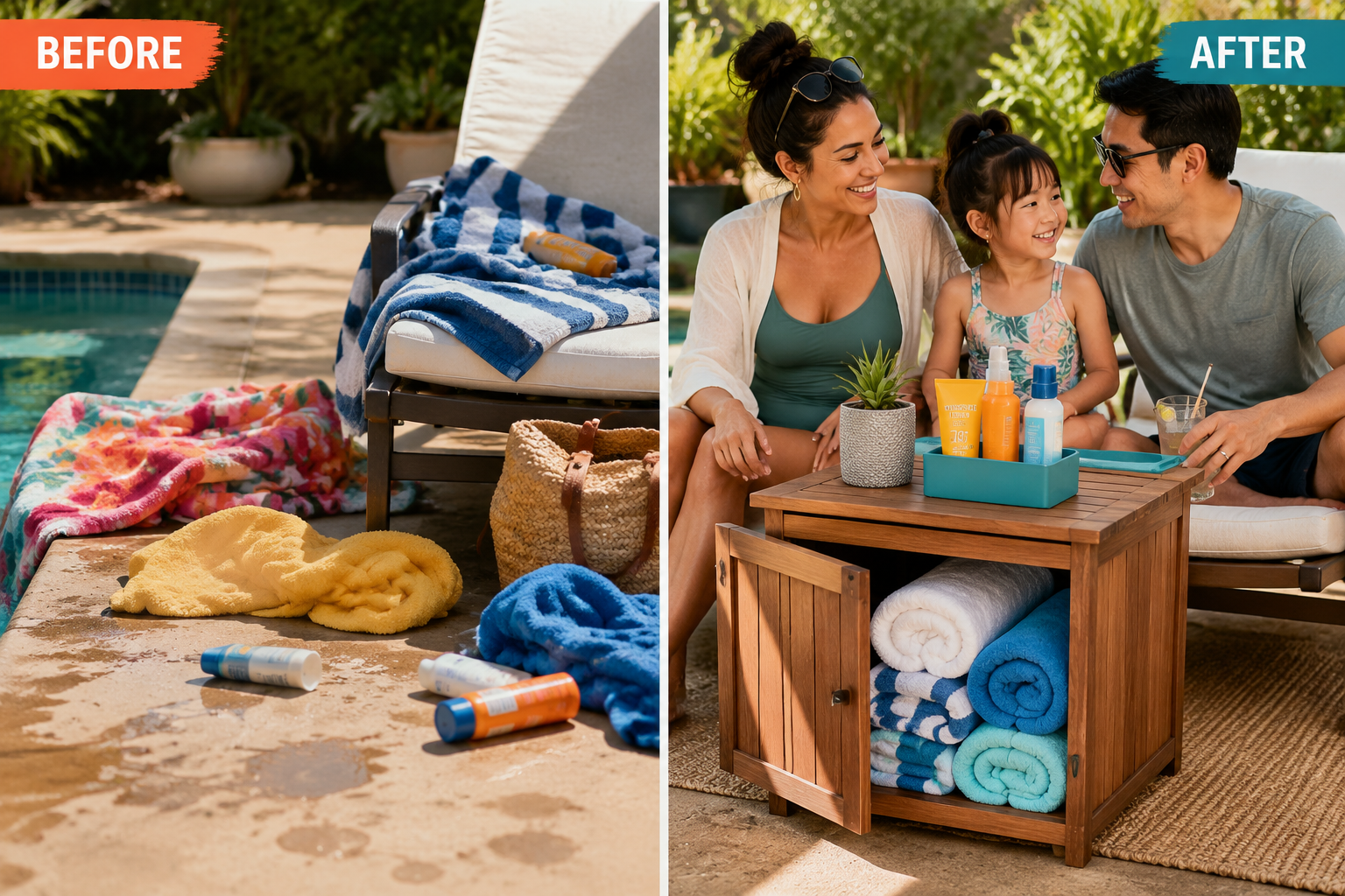 Designing Your DIY Poolside Side Tables with Hidden Storage for Towels and Sunscreen