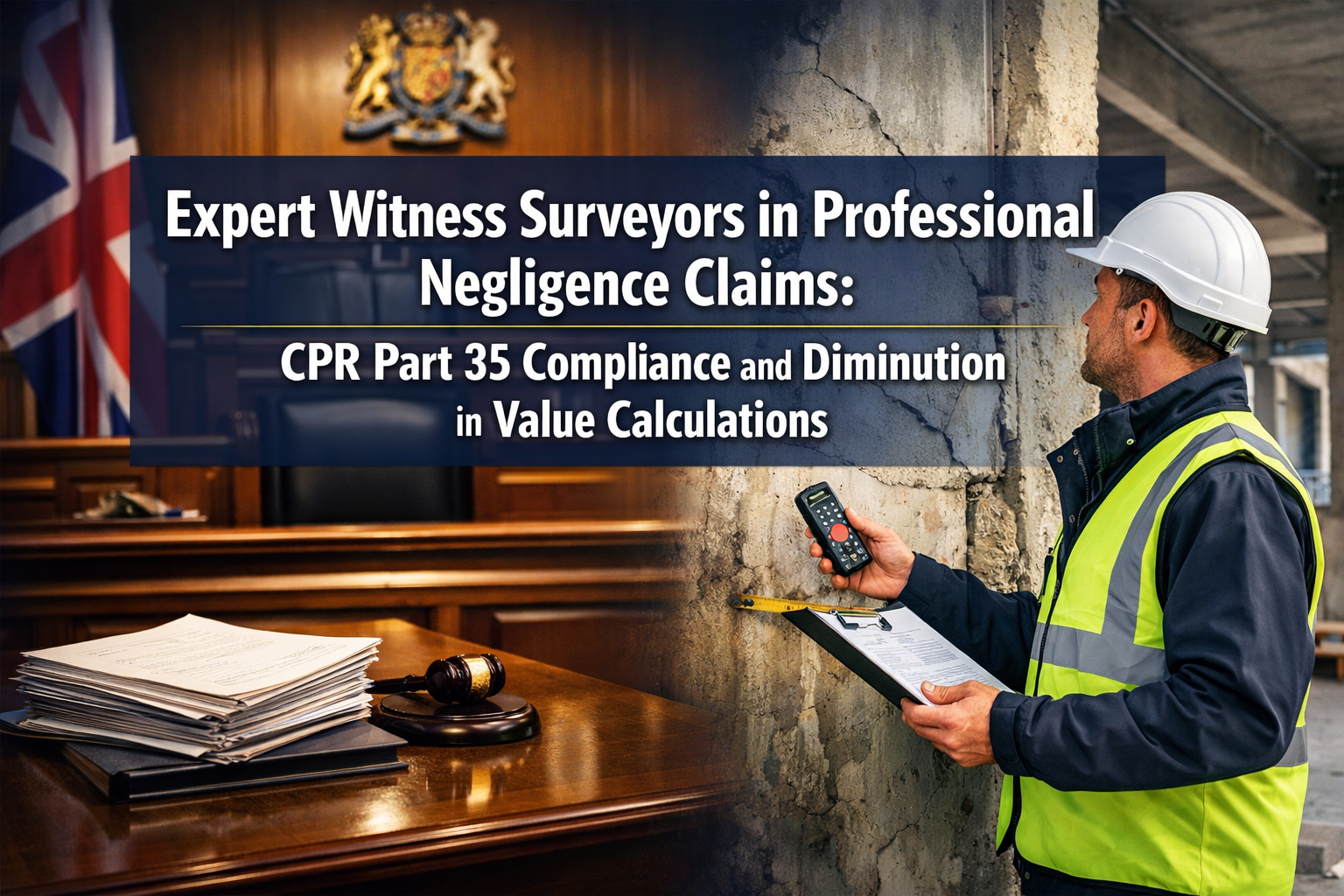 Professional () hero image featuring 'Expert Witness Surveyors in Professional Negligence Claims: CPR Part 35 Compliance and