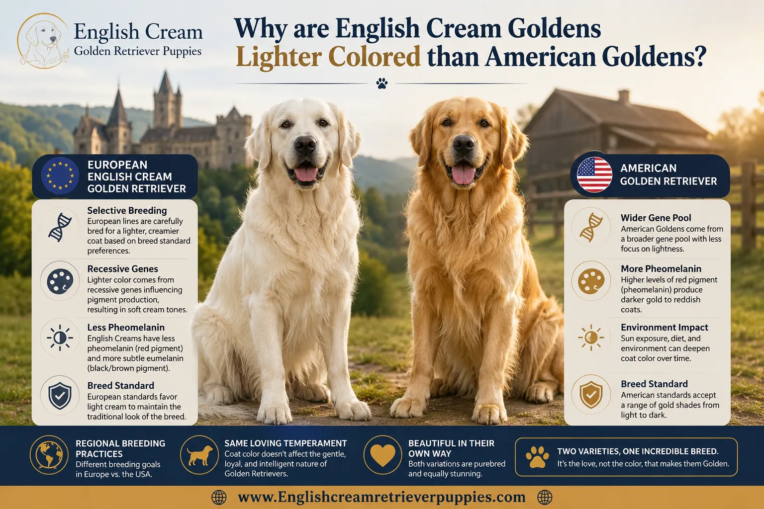 English cream golden retriever temperament vs American golden retriever