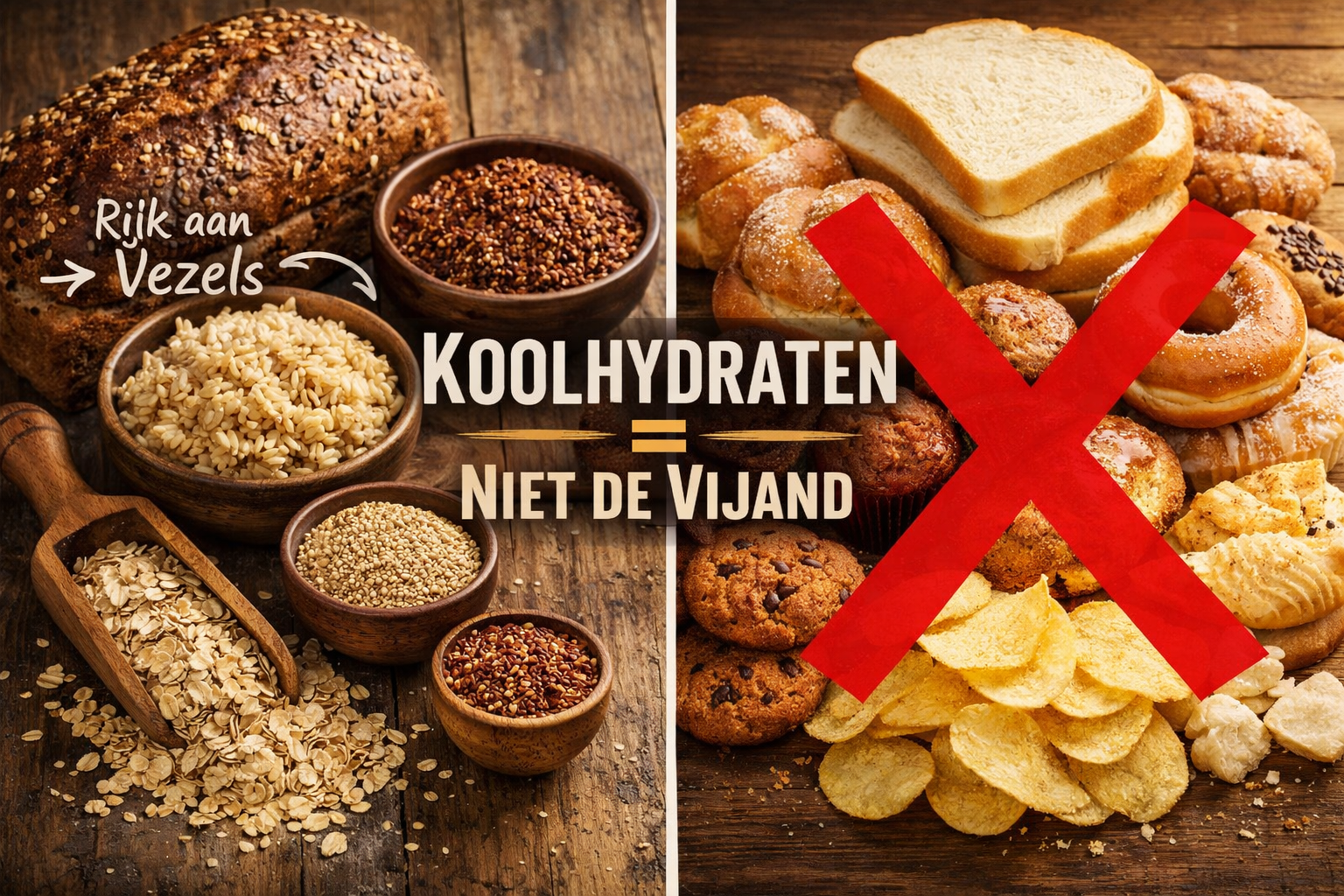 Landscape format image showing mythbusting concept for carbohydrate myths