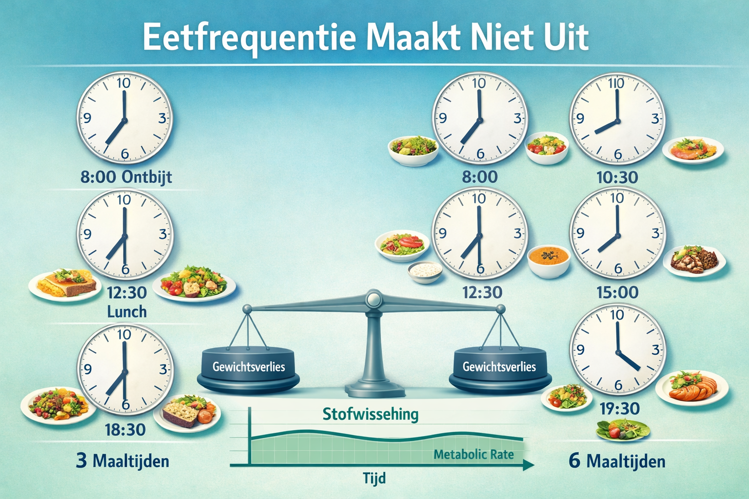 Landscape format image illustrating metabolism and meal frequency myths