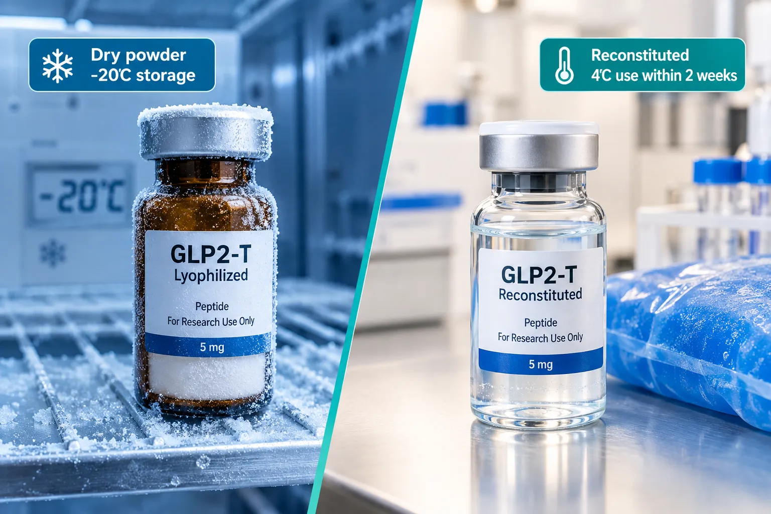Storage Best Practices for Lyophilized and Reconstituted GLP2-T and GLP2 Tirz