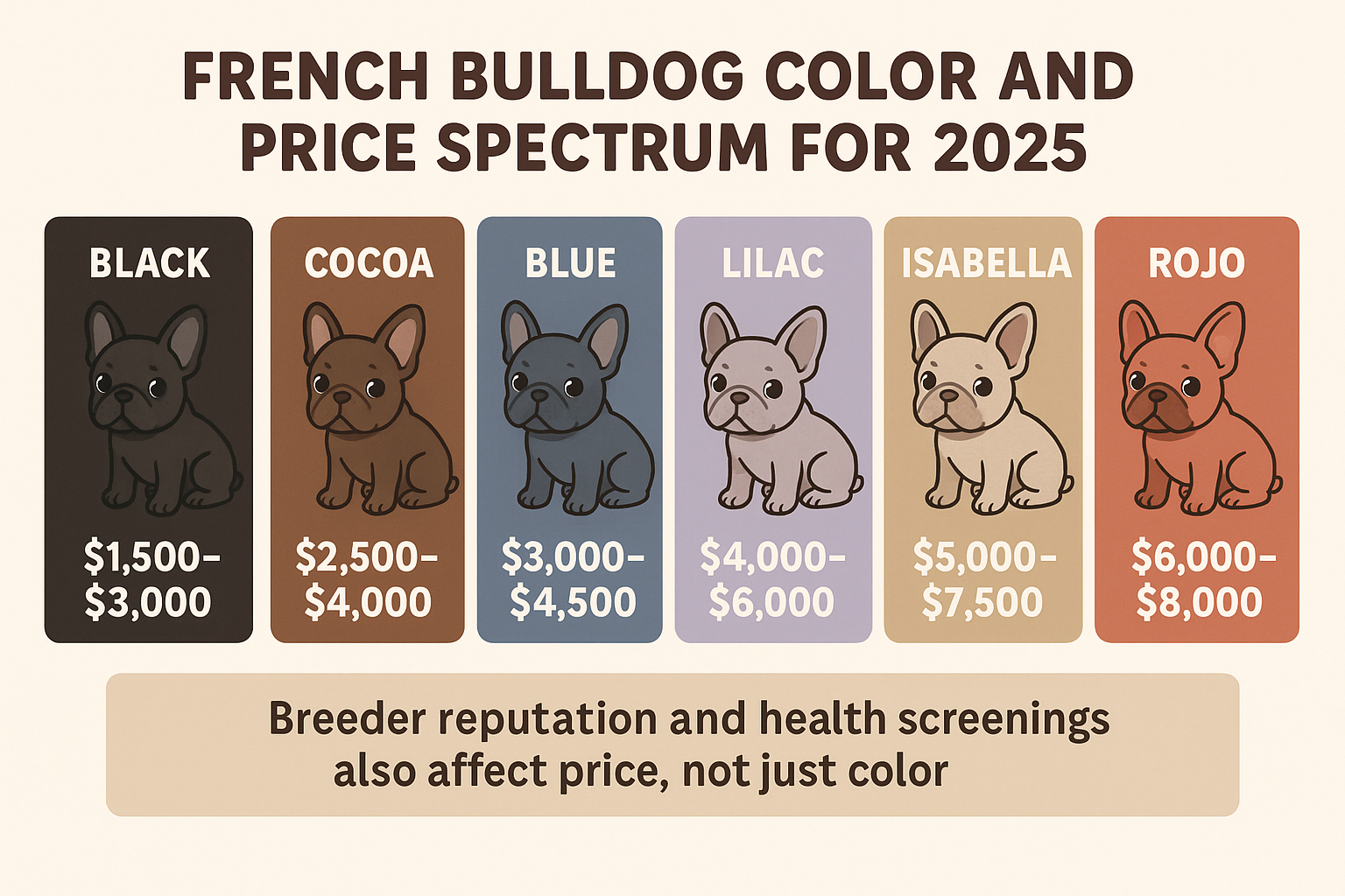 French bulldog colors and prices