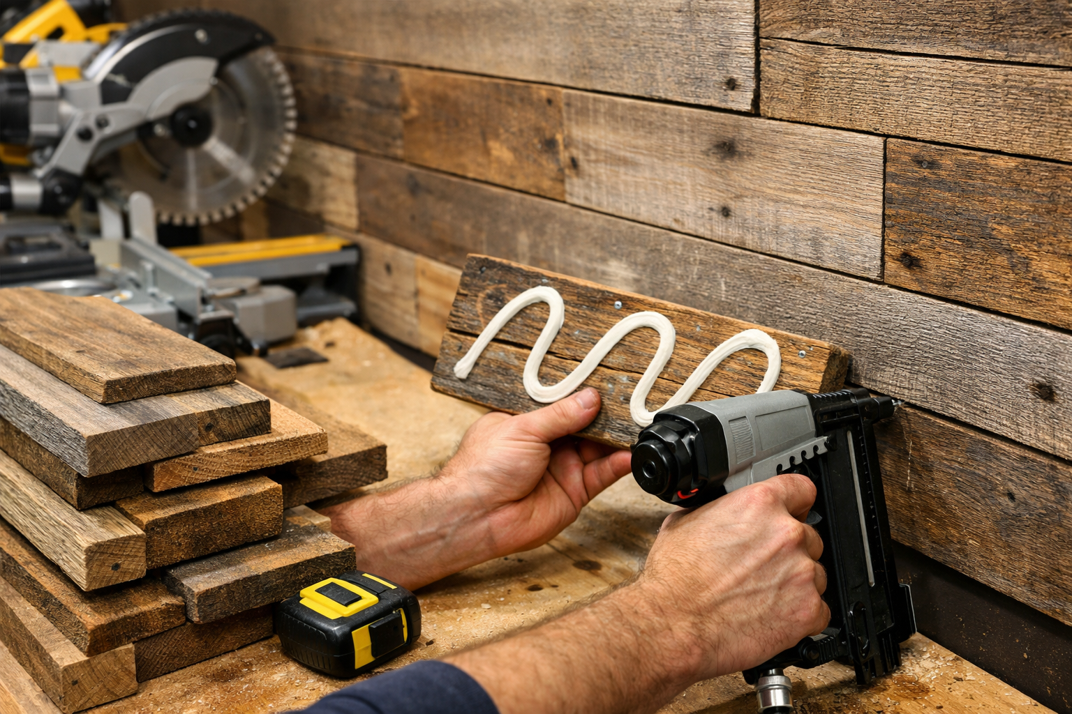 A detailed landscape format (1536x1024) image for the 'Executing the Installation: Techniques for a Flawless Barnwood Accent Wall' section. 