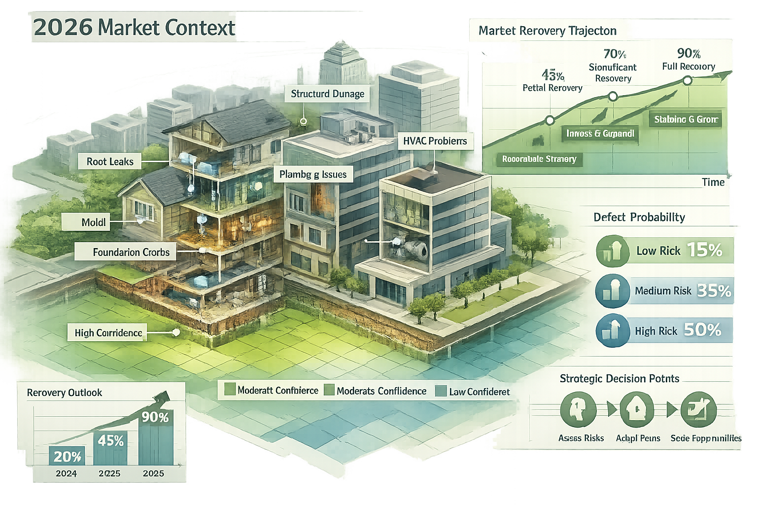 2026 Market Context visualization: Architectural cross-section illustration depicting housing market landscape, with