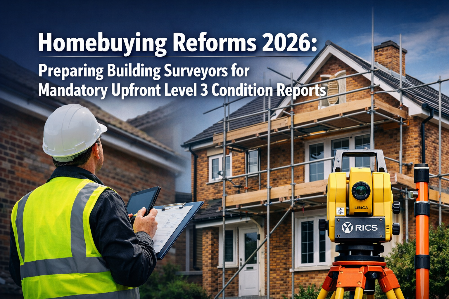 Professional () hero image featuring 'Homebuying Reforms 2026: Preparing Building Surveyors for Mandatory Upfront Level 3