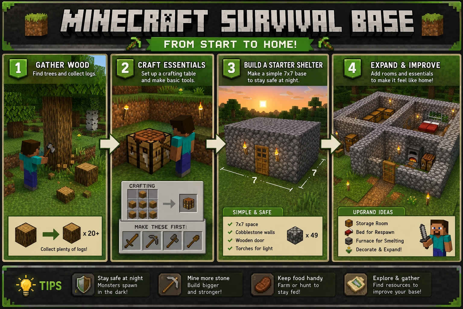 Cheapest and Easiest Base Design for Minecraft Survival Beginners