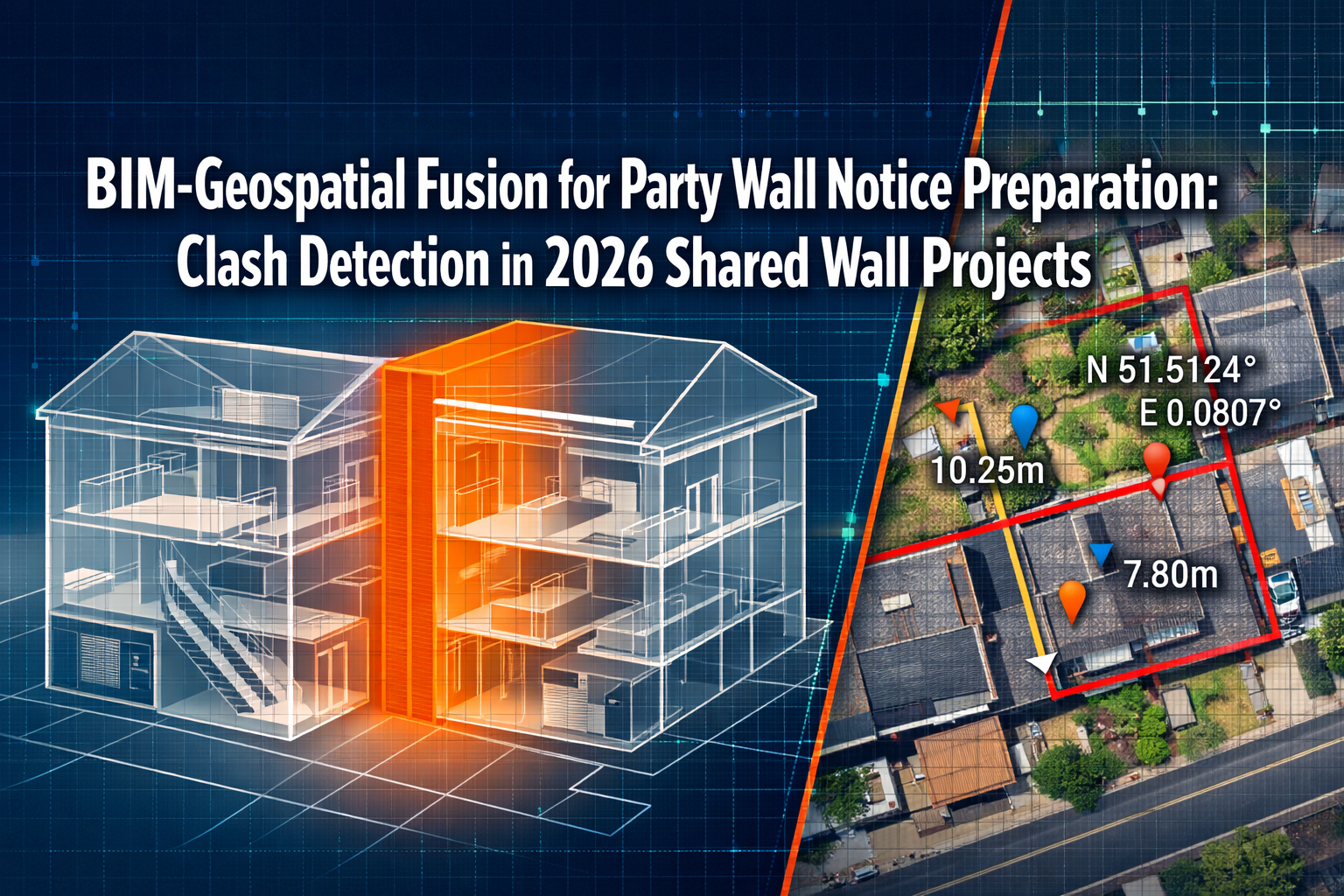 Professional () hero image with 'BIM-Geospatial Fusion for Party Wall Notice Preparation: Clash Detection in 2026 Shared