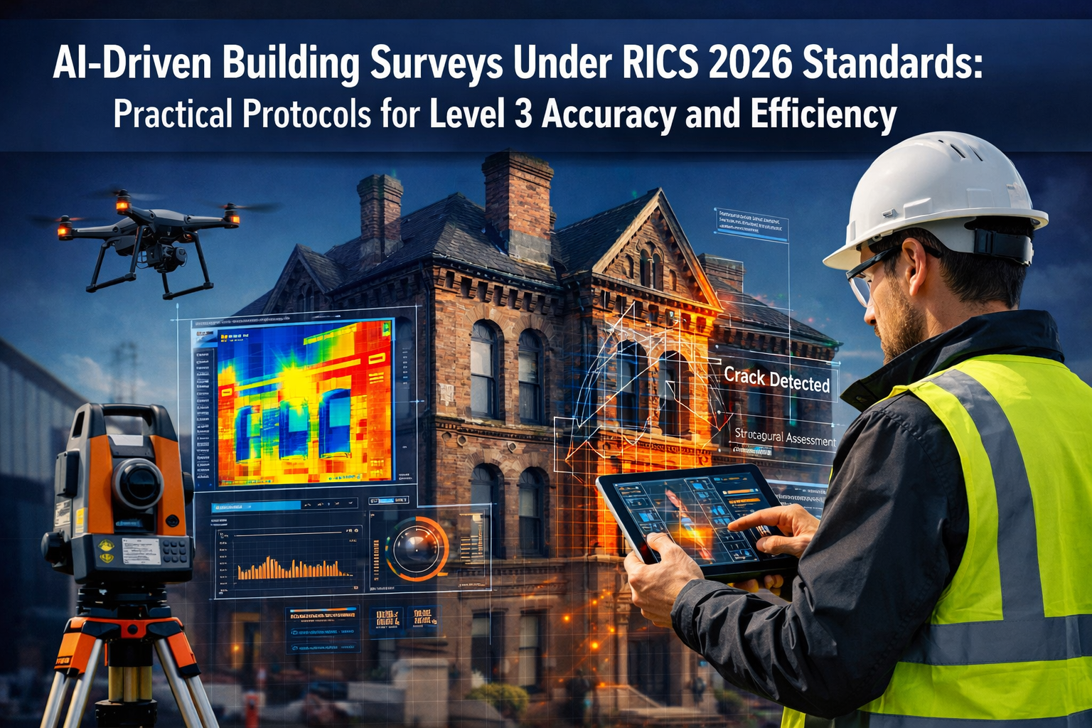 Professional () hero image with 'AI-Driven Building Surveys Under RICS 2026 Standards: Practical Protocols for Level 3