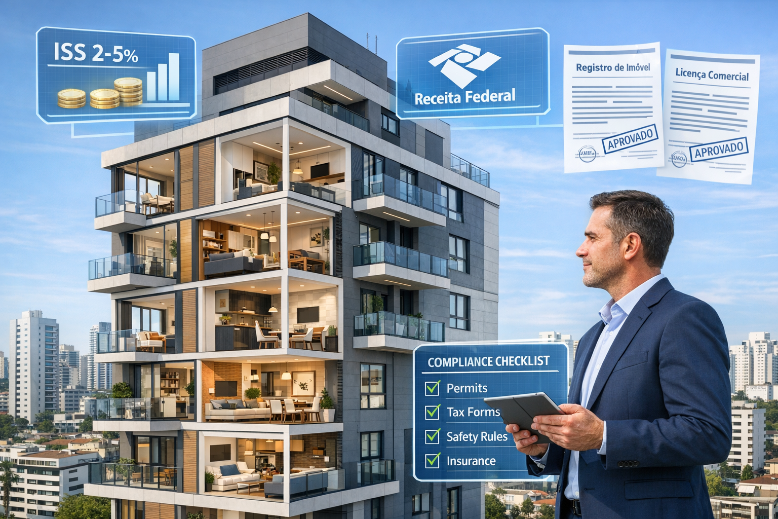 Detailed () image featuring modern high-rise residential building in São Paulo's Pinheiros neighborhood with cutaway