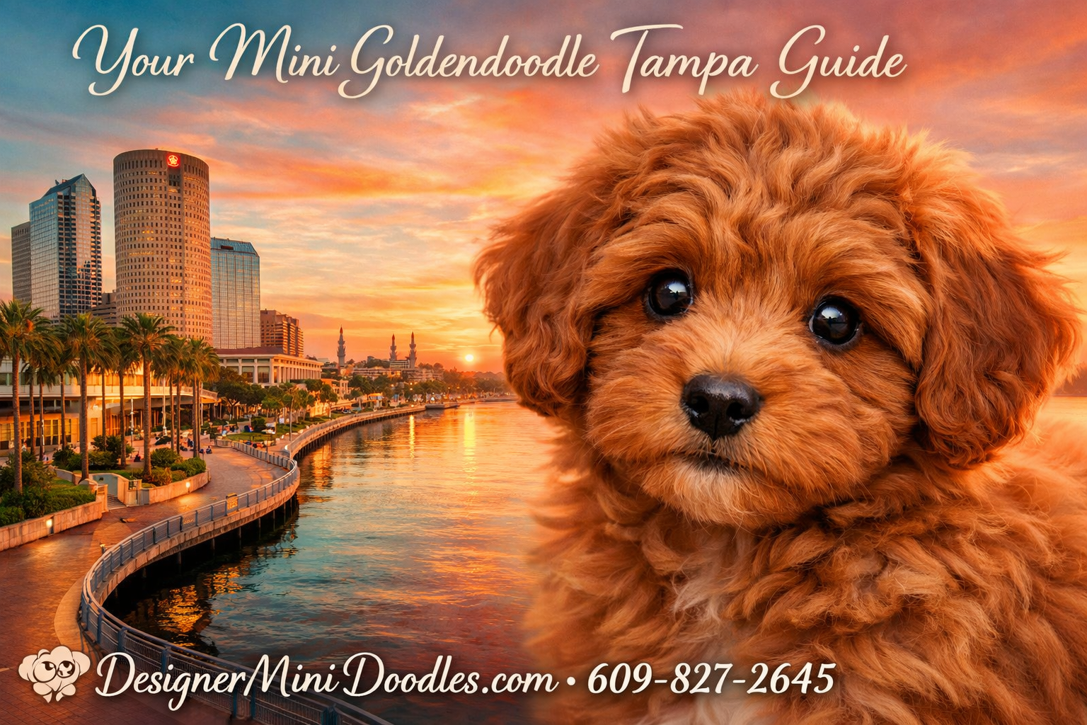 () professional split-image showing Tampa Florida landmarks on the left side (Riverwalk, palm-lined streets, Bayshore