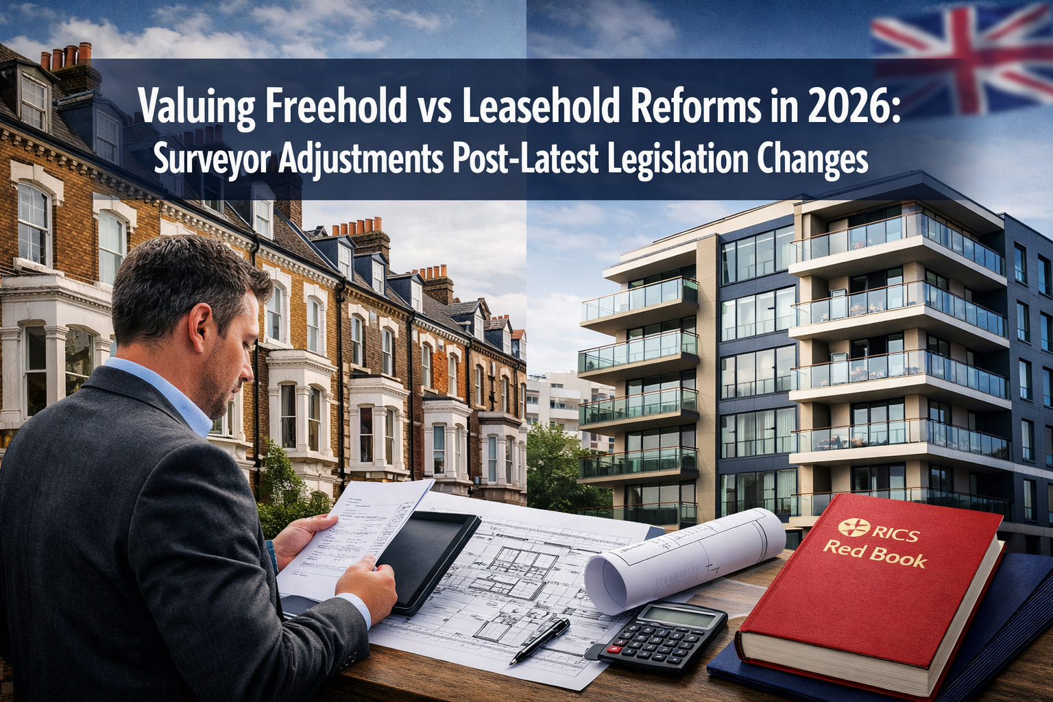 Professional () hero image featuring 'Valuing Freehold vs Leasehold Reforms in 2026: Surveyor Adjustments Post-Latest
