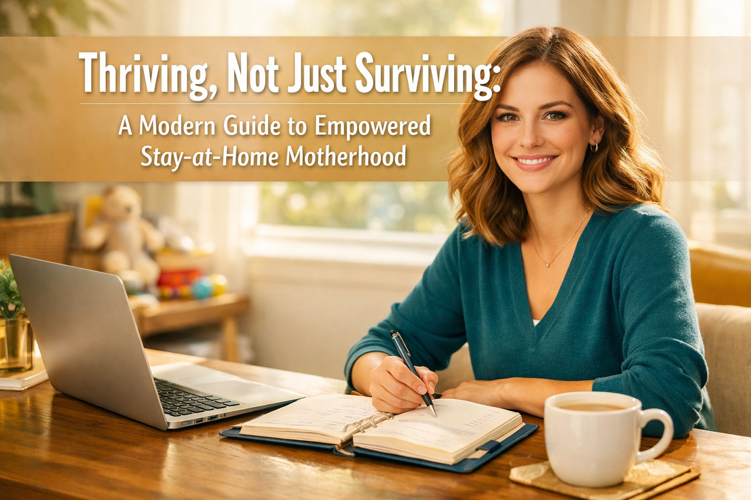 Professional () hero image with : 'Thriving, Not Just Surviving: A Modern Guide to Empowered Stay-at-Home Motherhood' in