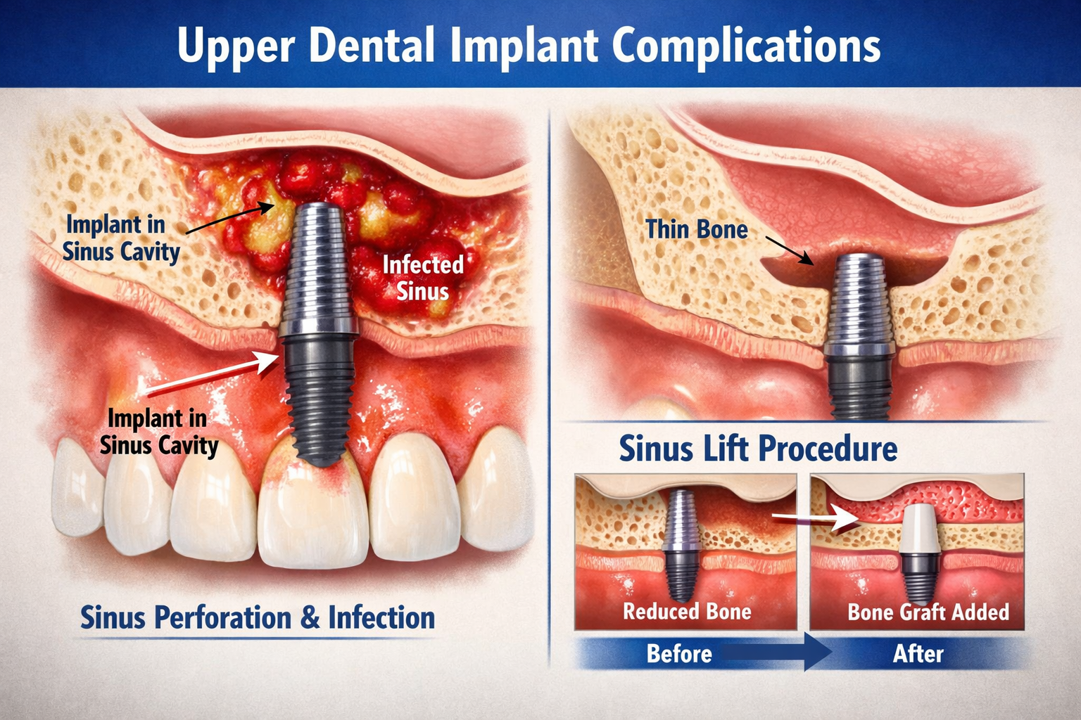 Why do upper dental implants fail more than lower implants