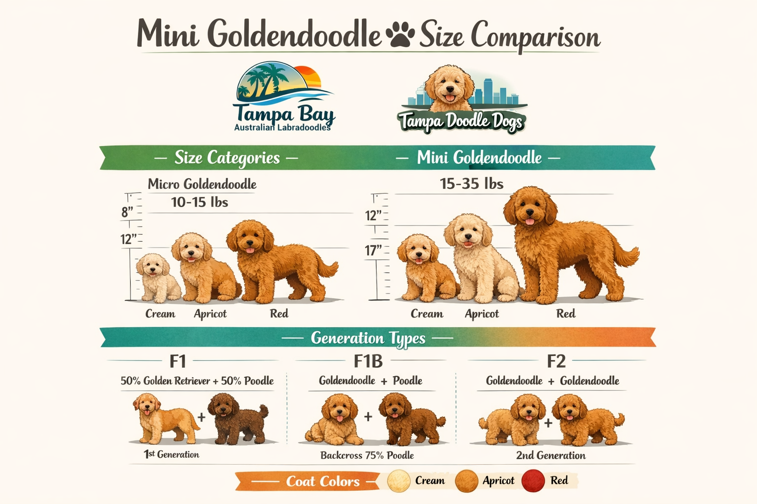 mini goldendoodle size comparison chart