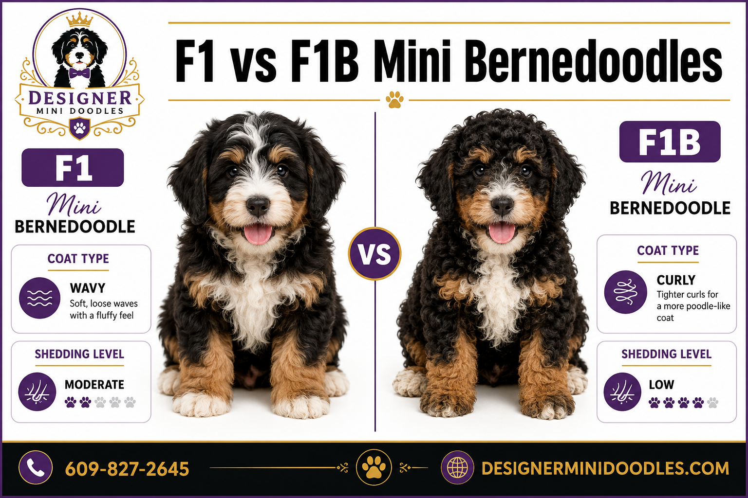 What's the Difference Between F1 and F1B Mini Bernedoodles?