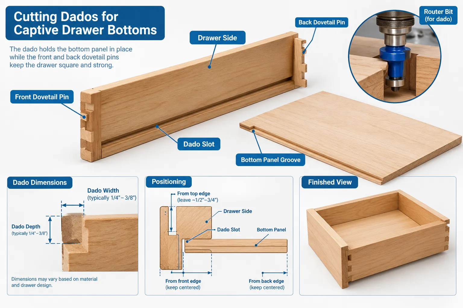 2. Cutting the Dados for the Drawer Bottom