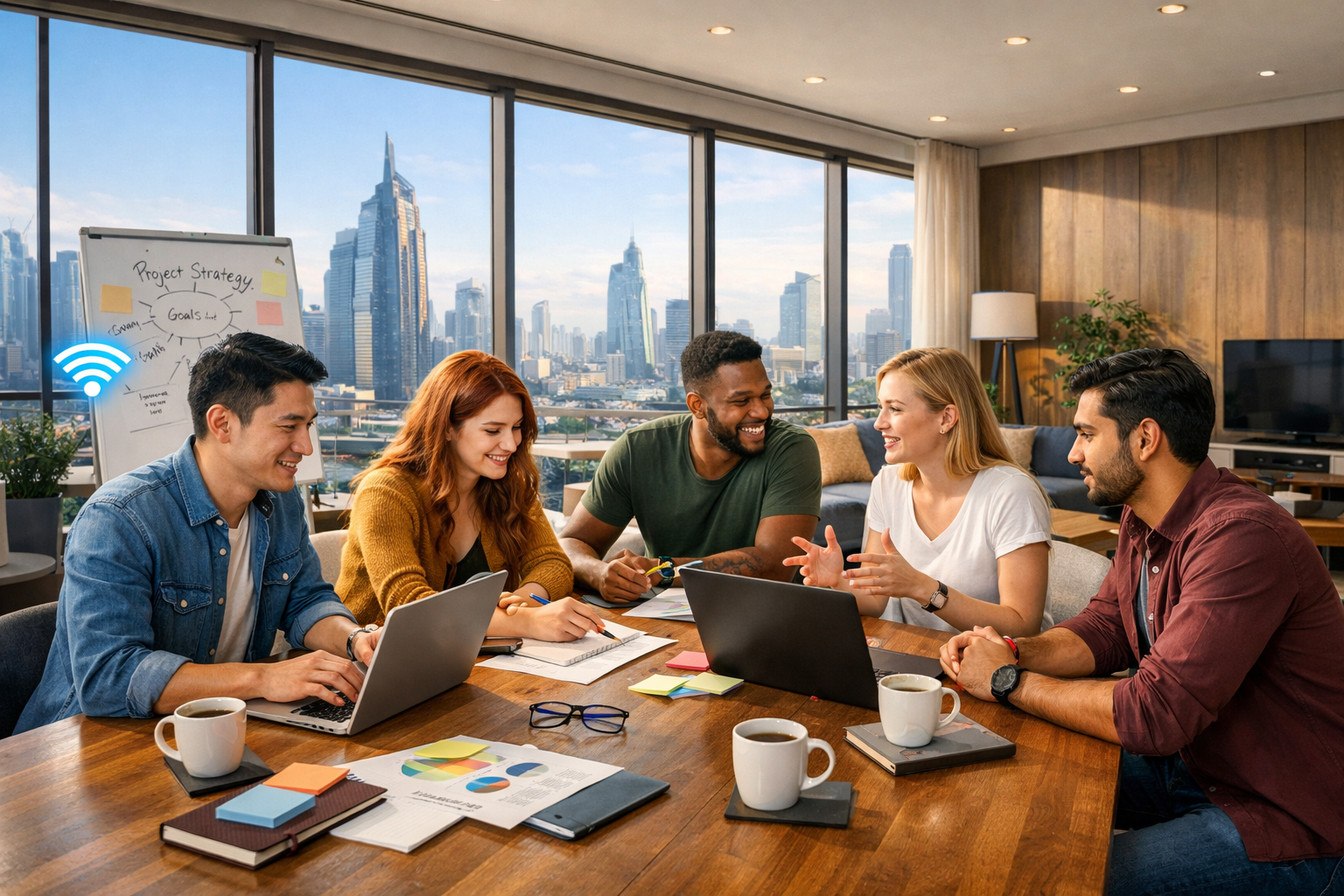 Detailed () image for the first H2 section, depicting a diverse team of young professionals collaborating dynamically around