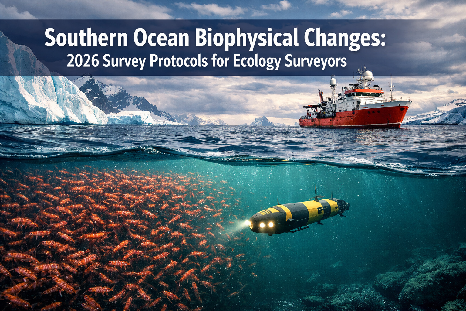 Professional () hero image featuring 'Southern Ocean Biophysical Changes: 2026 Survey Protocols for Ecology Surveyors' in