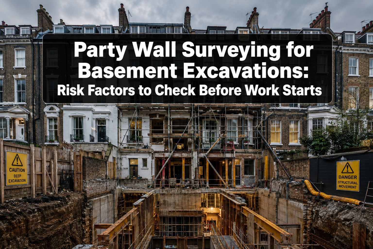 Professional () hero image with : 'Party Wall Surveying for Basement Excavations: Risk Factors to Check Before Work Starts'