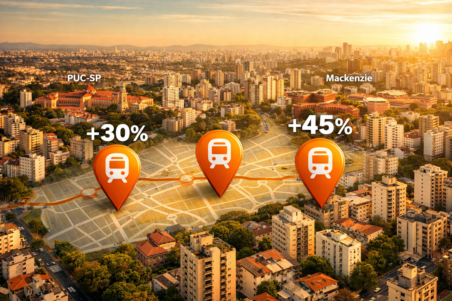 Aerial drone-style photograph of the Brasilândia-Perdizes residential corridor in São Paulo, showing dense mid-rise