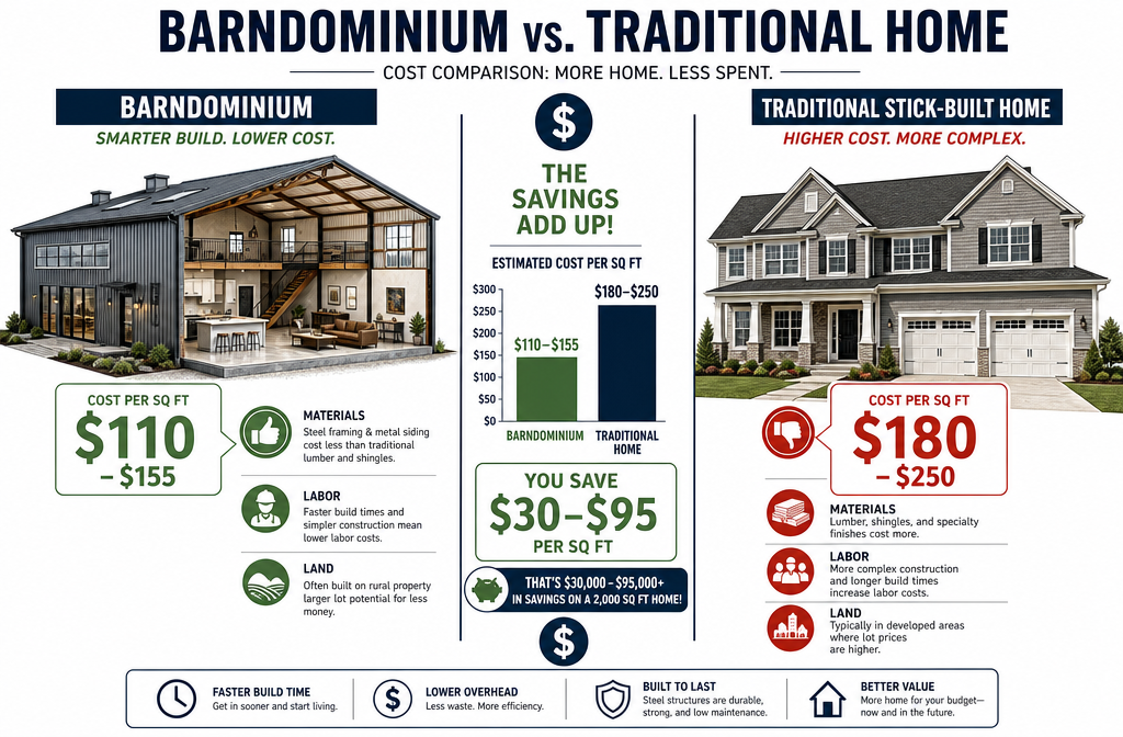 How Much Does It Really Cost to Build a Barndominium Compared to a Traditional Home