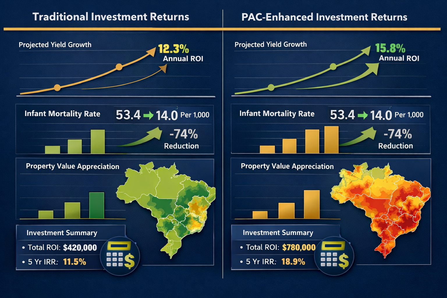 () professional financial dashboard display showing investment yield projections and ROI metrics for multi-family