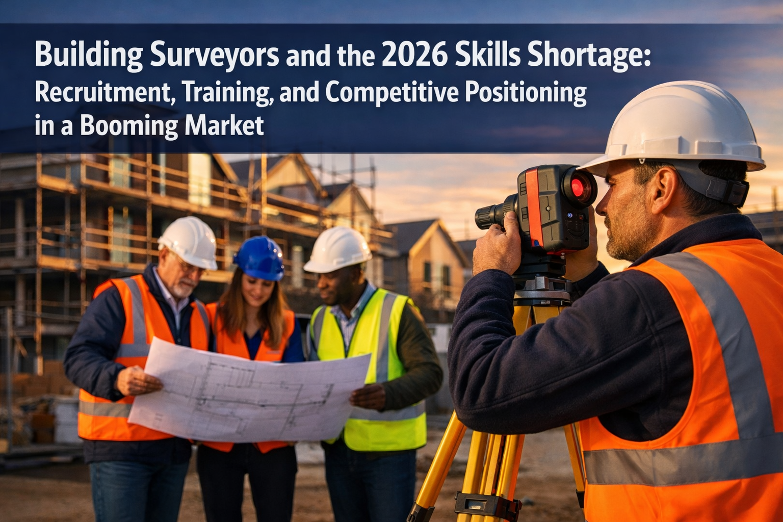 Professional () hero image featuring 'Building Surveyors and the 2026 Skills Shortage: Recruitment, Training, and