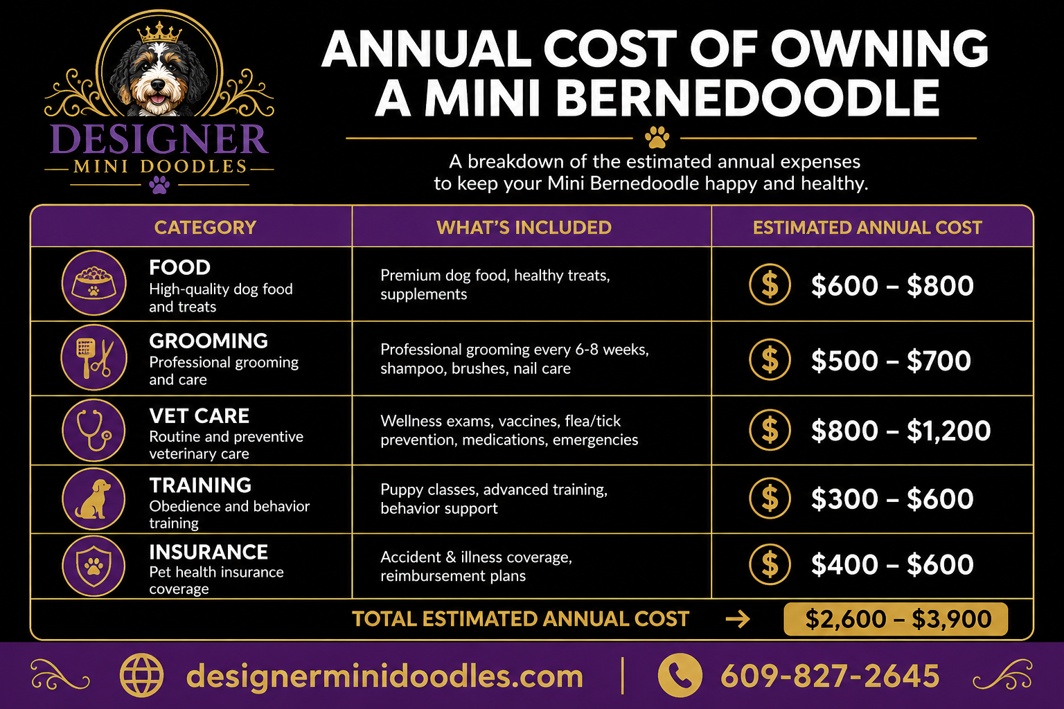 How Much Does It Cost to Care for a Mini Bernedoodle Puppy Annually?