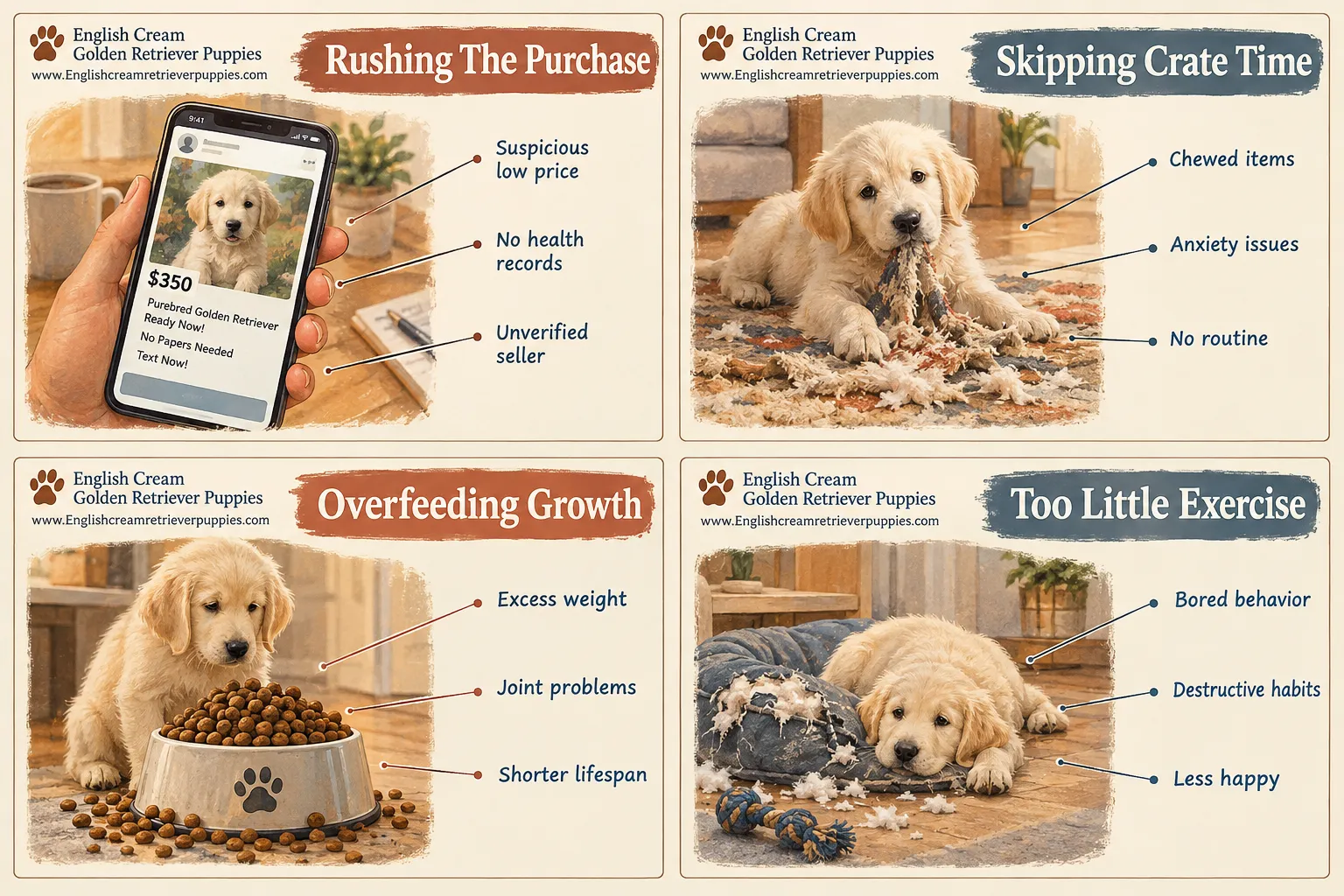 What common mistakes do new English cream retriever owners make?