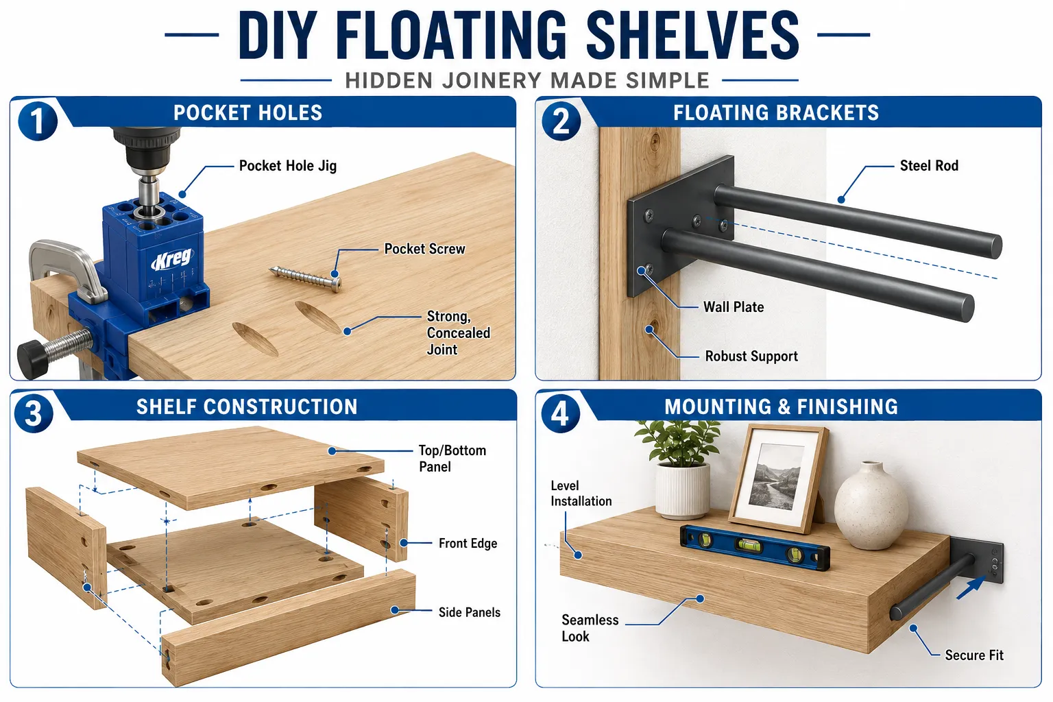 Understanding the Foundations of DIY Floating Shelves with Hidden Joinery: Modern Minimalist Designs