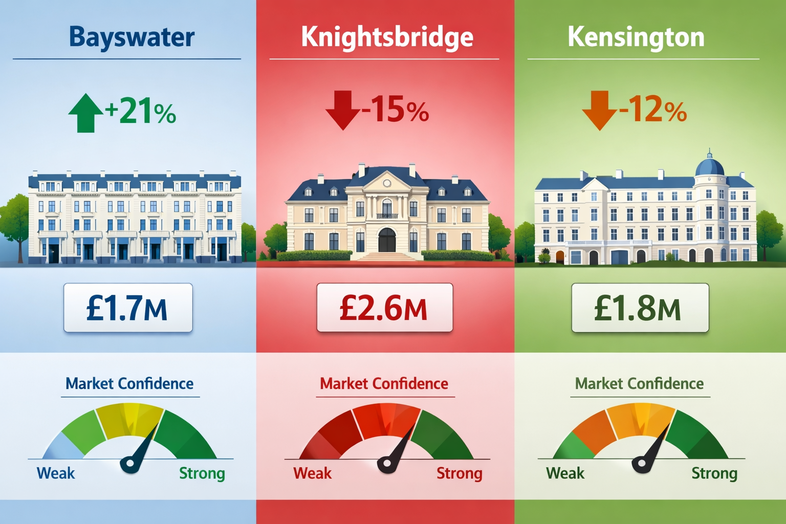 Comprehensive () infographic visualization displaying side-by-side comparison of regional luxury property markets across