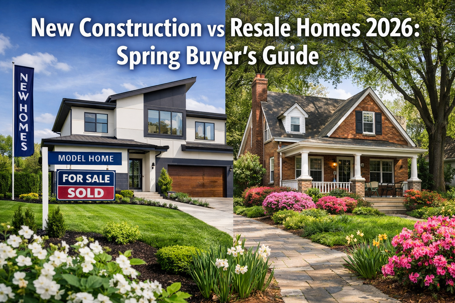 Photorealistic, high-resolution photography, Professional landscape format (1536x1024) hero image featuring bold text overlay 'New Construct