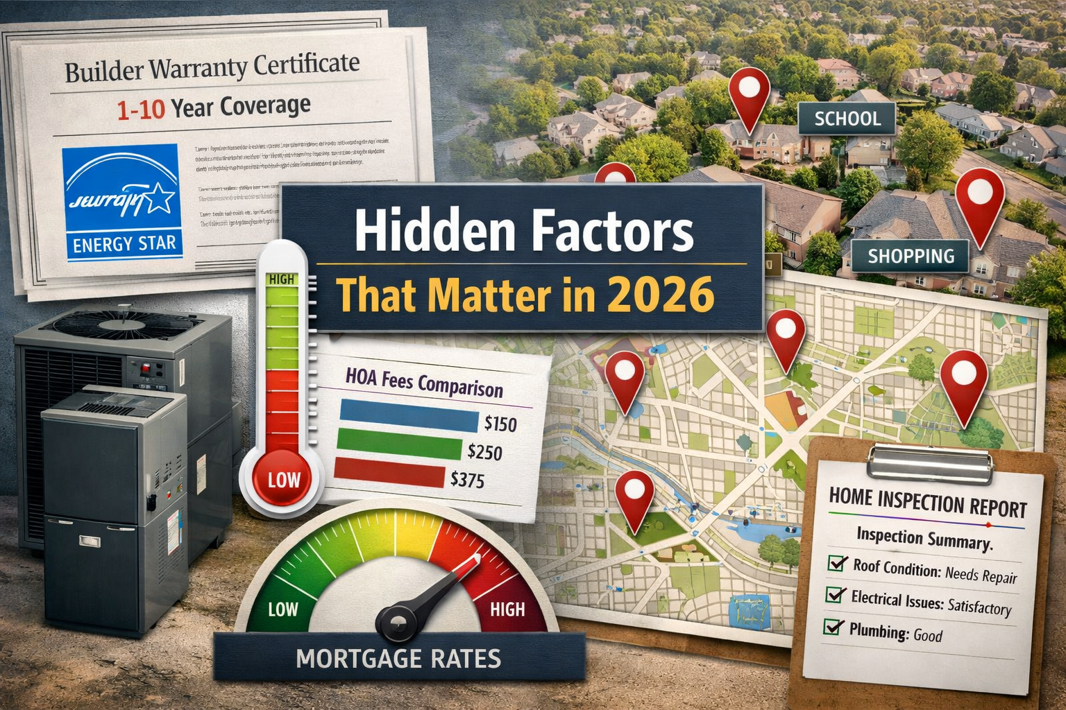Photorealistic, high-resolution photography, Landscape format (1536x1024) comprehensive comparison showing warranty documents, energy effici