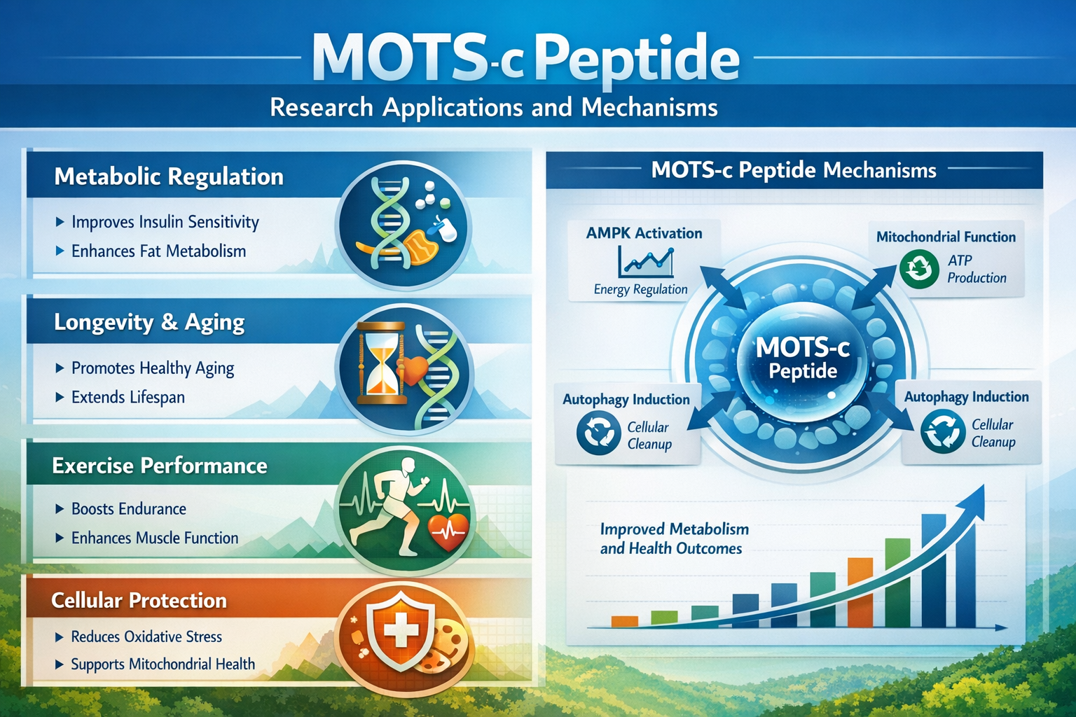 Professional landscape infographic (1536x1024) for article "What is MOTSC Peptide? A Comprehensive Research Guide for 2026", section: "MOTSC