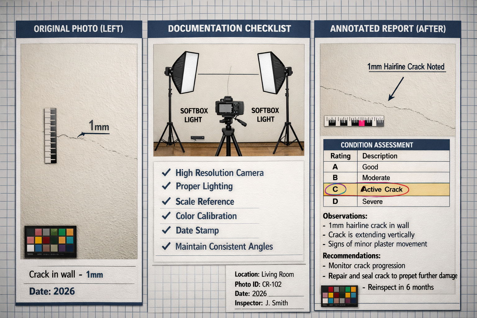 () detailed comparison image showing before-and-after documentation technique: left panel displays original high-resolution