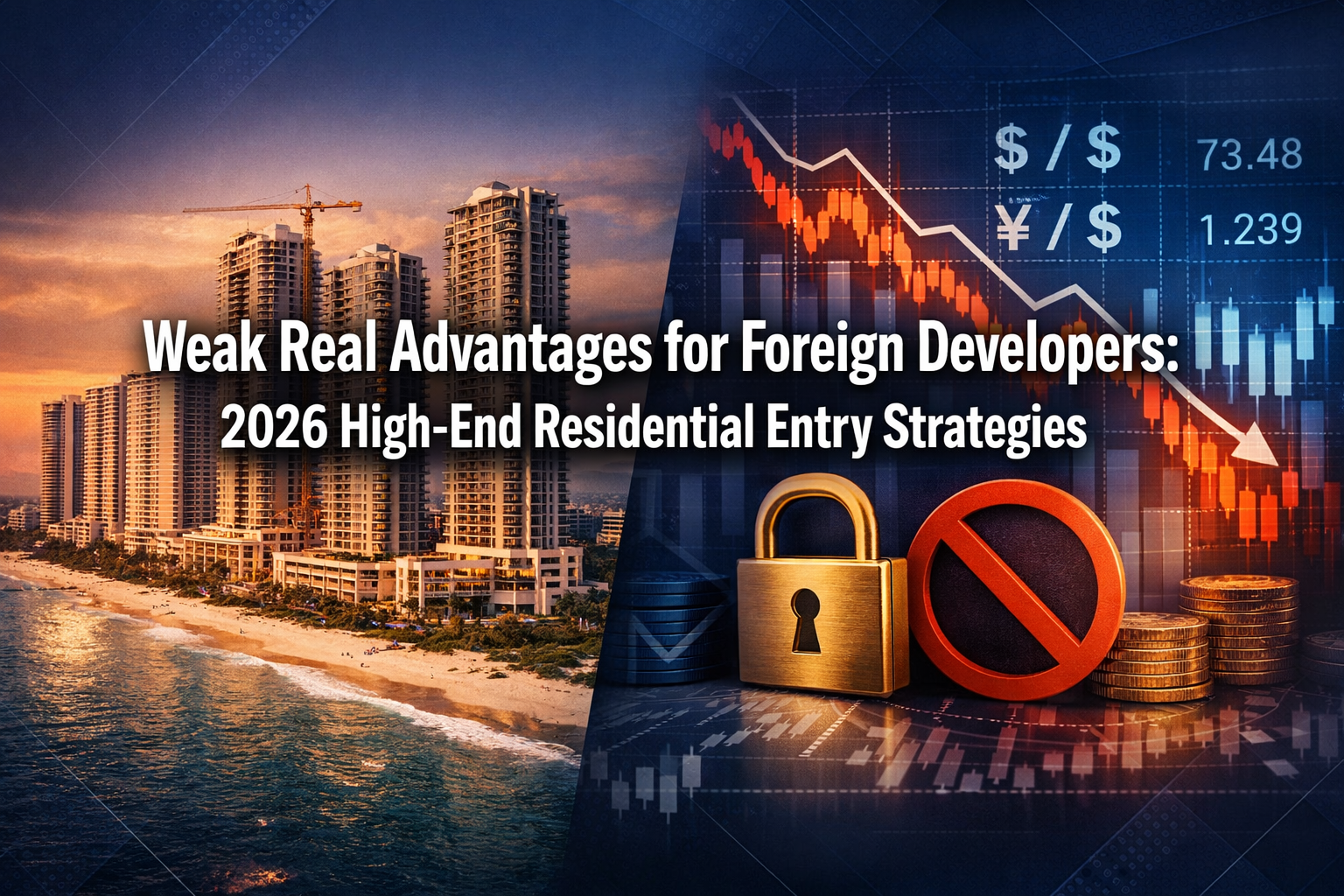 Professional () editorial featuring centered 'Weak Real Advantages for Foreign Developers: 2026 High-End Residential Entry