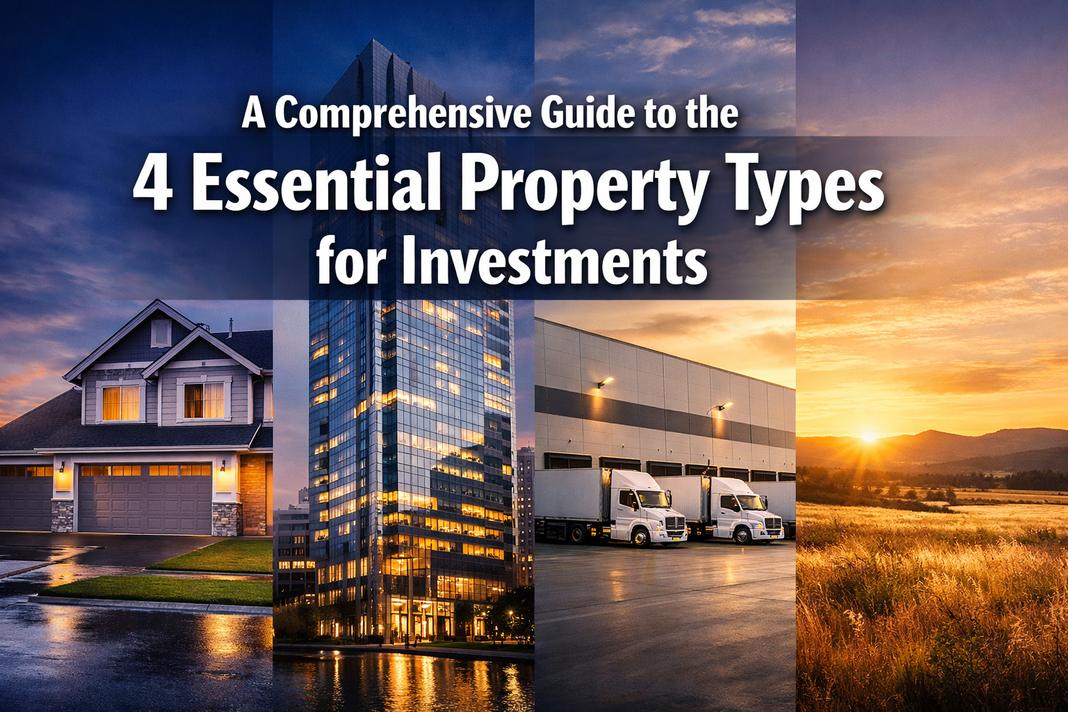 Professional () hero image with : 'A Comprehensive Guide to the 4 Essential Property Types for Investments' in extra large