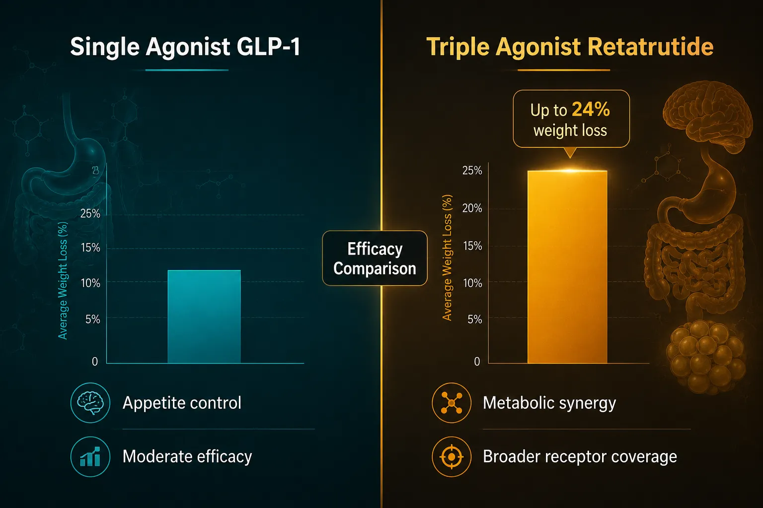 Comparing Retatrutide to Single and Dual Agonists