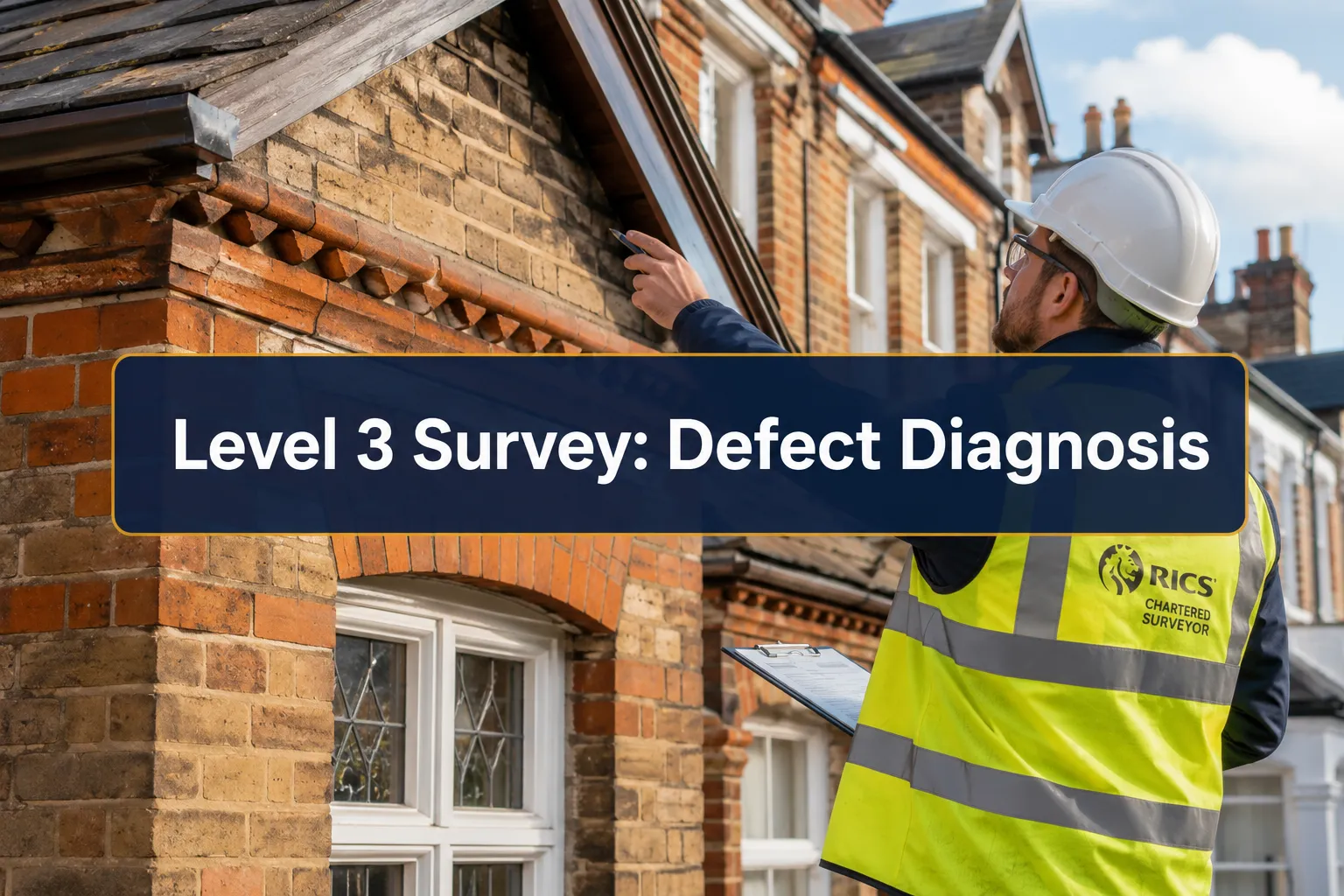 Professional () hero image with (≤42 chars): 'Level 3 Survey: Defect Diagnosis' in crisp white on a deep navy