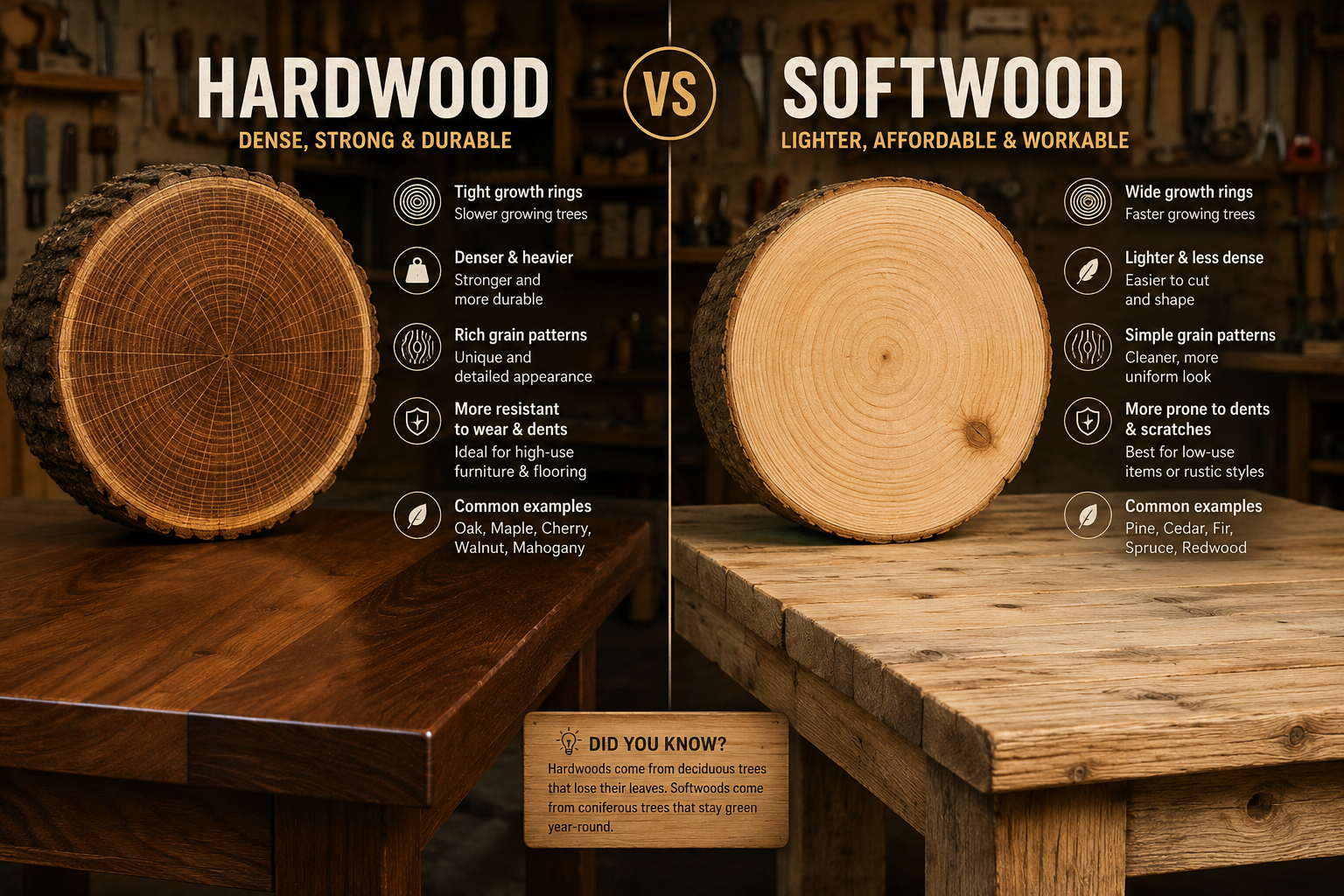 Hardwoods vs. Softwoods: Understanding the Fundamental Differences for Table Construction