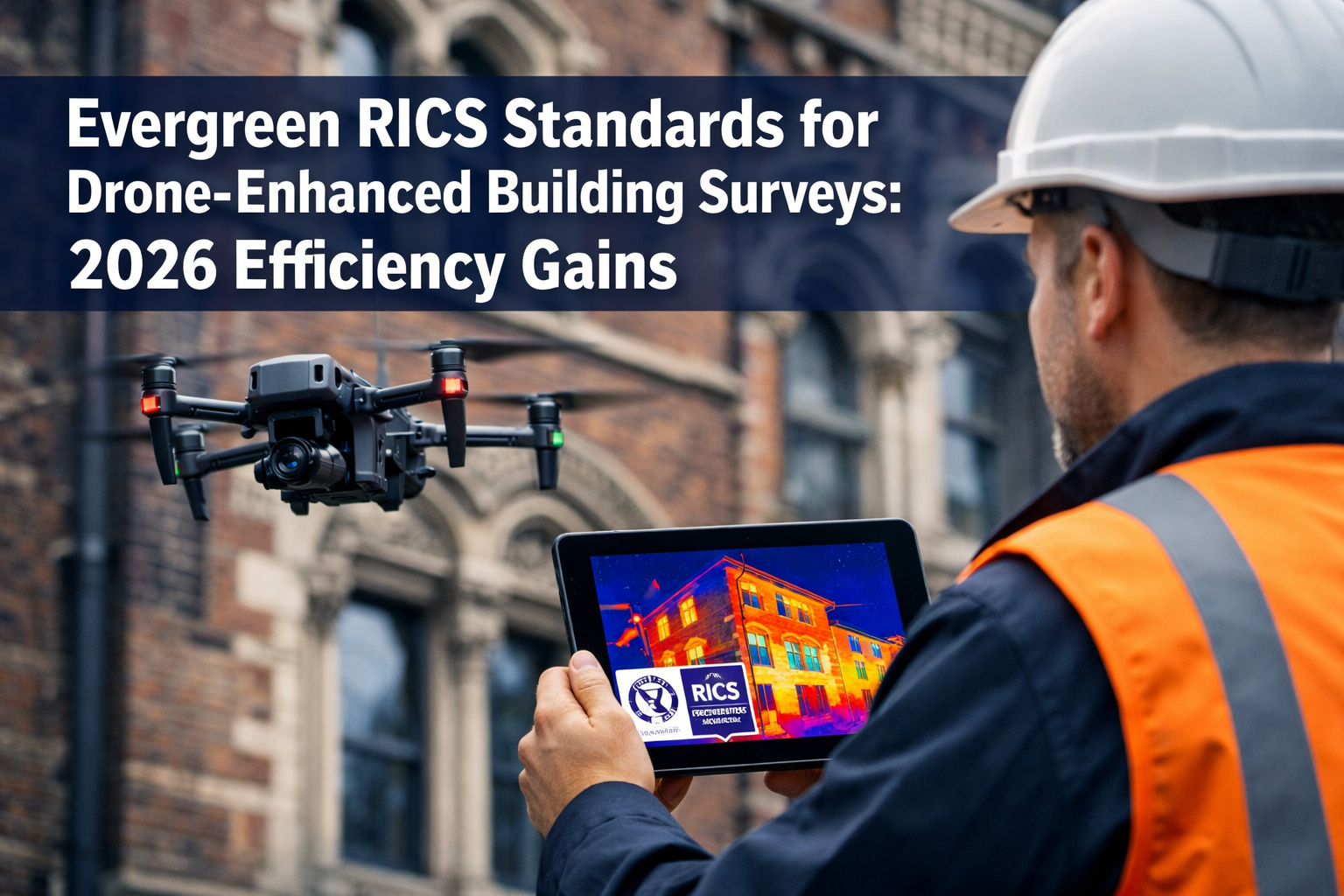 Professional () hero image featuring 'Evergreen RICS Standards for Drone-Enhanced Building Surveys: 2026 Efficiency Gains'