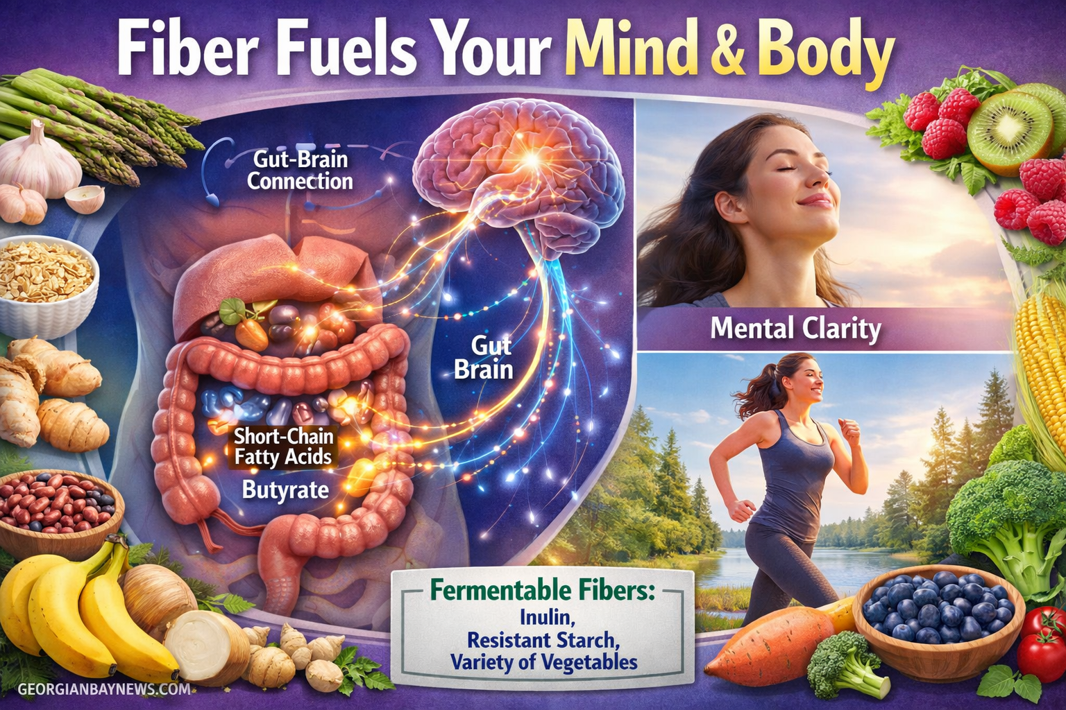 Include the text: GEORGIANBAYNEWS.COM, in each image in a discreet fashion. Detailed landscape editorial image (1536x1024) depicting the gut