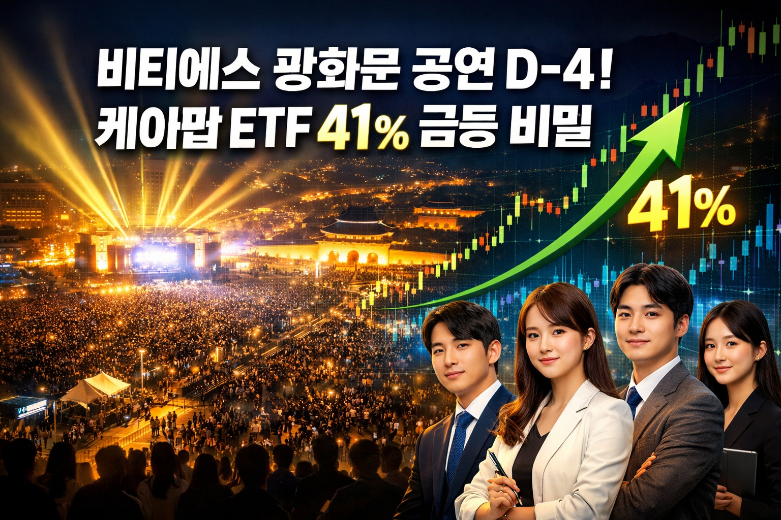 Professional () hero image featuring Korean '비티에스 광화문 공연 D-4! 케이팝 ETF 41% 급등 비밀'