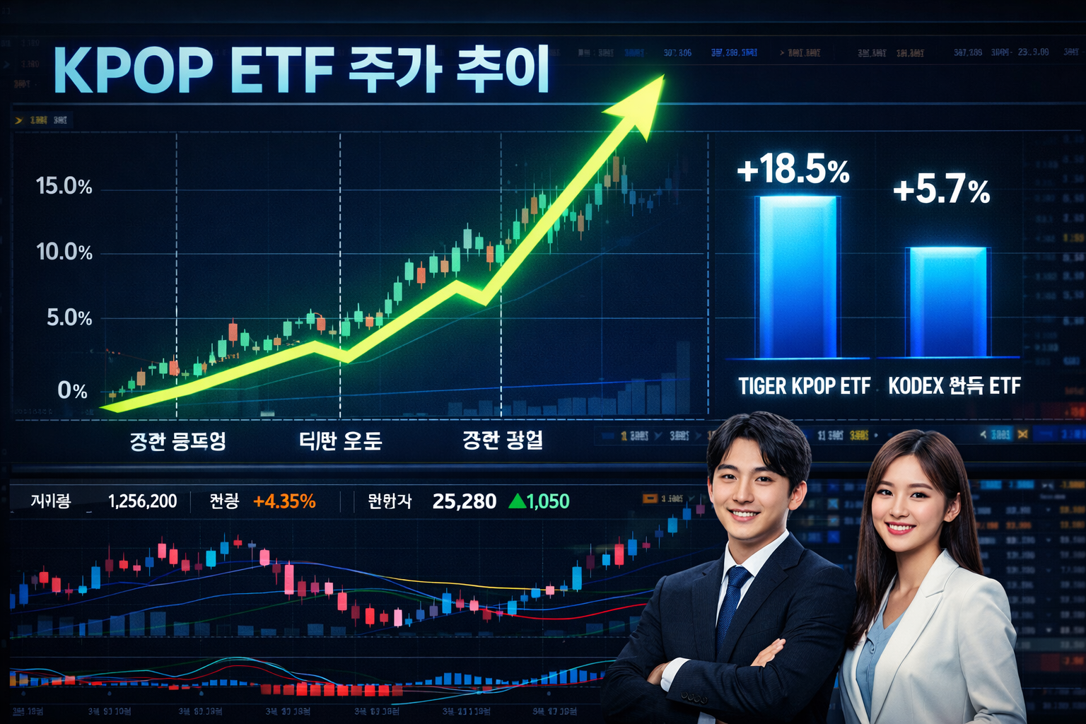 () detailed financial chart visualization showing KPOP ETF price movement timeli