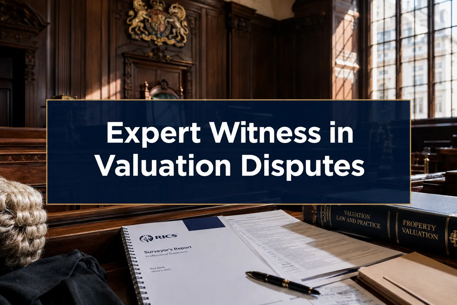 Professional () hero image with (≤42 chars): 'Expert Witness in Valuation Disputes' in crisp white on a deep navy