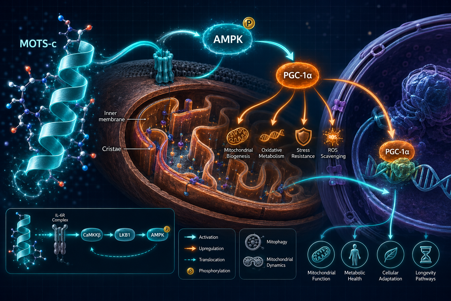 Detailed () scientific illustration showing a cross-section of a mitochondrion with labeled cristae and inner membrane,
