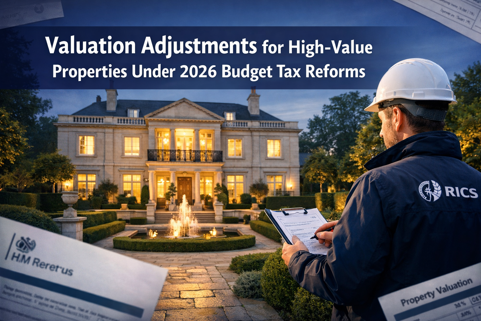 Professional () hero image featuring 'Valuation Adjustments for High-Value Properties Under 2026 Budget Tax Reforms' in
