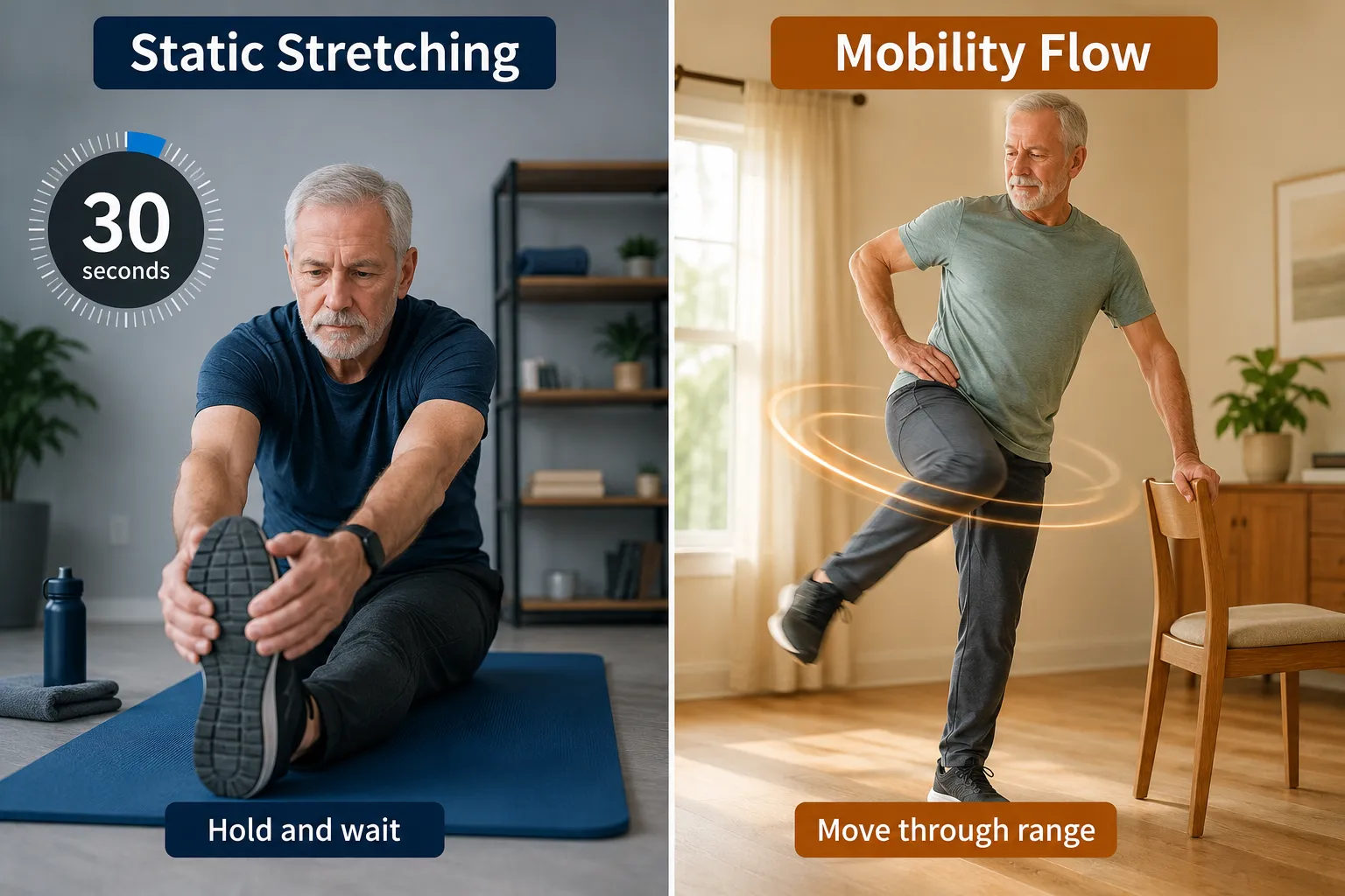 Difference Between Mobility Flows and Stretching for Joint Health